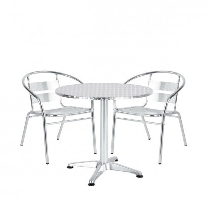 Σετ Τραπεζαρία Κήπου ArteLibre IO Αλουμίνιο Ασημί Με 2 Πολυθρόνες 14990094