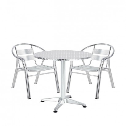 Σετ Τραπεζαρία Κήπου ArteLibre IO Αλουμίνιο Ασημί Με 2 Πολυθρόνες 14990095