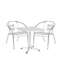 Σετ Τραπεζαρία Κήπου ArteLibre CALLISTO Αλουμίνιο Ασημί Με 2 Πολυθρόνες 14990098