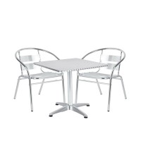 Σετ Τραπεζαρία Κήπου ArteLibre CALLISTO Αλουμίνιο Ασημί Με 2 Πολυθρόνες 14990102