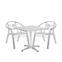 Σετ Τραπεζαρία Κήπου ArteLibre CALLISTO Αλουμίνιο Ασημί Με 2 Πολυθρόνες 14990103