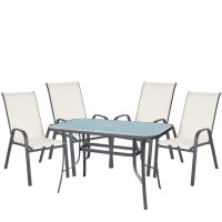 Σετ Τραπεζαρία Κήπου ArteLibre SUN Μέταλλο Γκρι-Κρεμ Με 4 Πολυθρόνες 14990106