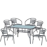 Σετ Τραπεζαρία Κήπου ArteLibre SUN Μέταλλο Γκρι Με 6 Πολυθρόνες 14990108