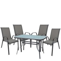 Σετ Τραπεζαρία Κήπου ArteLibre SUN Μέταλλο Γκρι Με 4 Πολυθρόνες 14990109