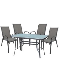 Σετ Τραπεζαρία Κήπου ArteLibre SUN Μέταλλο Γκρι Με 4 Πολυθρόνες 14990110