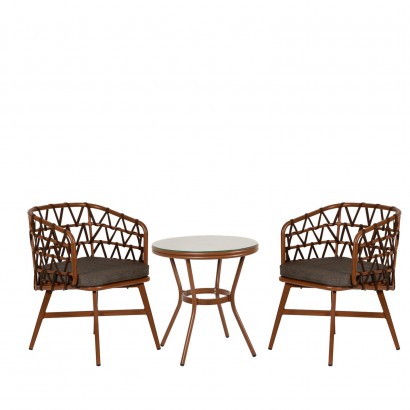 Σετ Τραπεζαρία Κήπου ArteLibre BURUNDI Μπαμπού Αλουμίνιο-Γυαλί Με 2 Πολυθρόνες 14990231