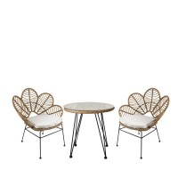 Σετ Τραπεζαρία Κήπου ArteLibre EUSEBIO Φυσικό-Μαύρο Μέταλλο-Rattan Με 2 Καρέκλες 14990358