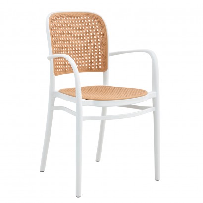 Πολυθρόνα Κήπου ArteLibre CANARY Λευκό-Μπεζ PP 55x52x86cm