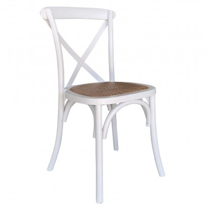 Καρέκλα Επαγγελματική ArteLibre Στοιβαζόμενη JANUS Λευκό Ξύλο-Rattan 45x42x87cm