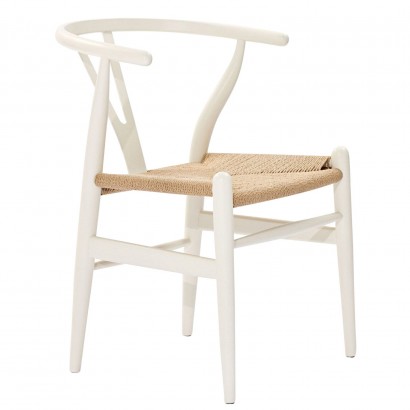 Καρέκλα Επαγγελματική ArteLibre DIONE Λευκό Ξύλο-Σχοινί 49x42x78cm