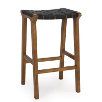 Σκαμπό Επαγγελματικό ArteLibre HELENE Καρυδί-Μαύρο Ξύλο-Δέρμα 45x38x63cm