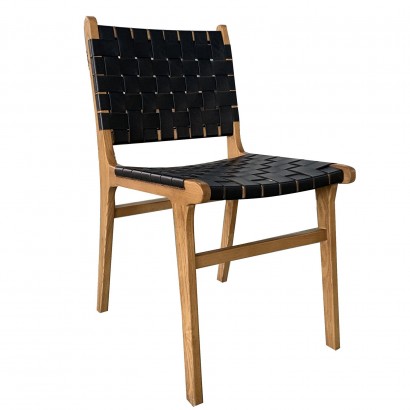 Καρέκλα Επαγγελματική ArteLibre RHEA Καρυδί-Μαύρο Ξύλο-Δέρμα 46x40x84cm