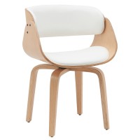 Πολυθρόνα Τραπεζαρίας ArteLibre GUNNAR Λευκό-Φυσικό Ξύλο-PU 51x53x75cm