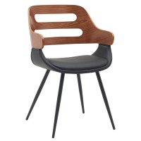 Καρέκλα Επισκέπτη ArteLibre HARMADA Μαύρο-Καφέ Ξύλο-PU-Μέταλλο 52x57.5x77cm