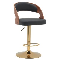 Σκαμπό Bar ArteLibre SINDRI Μαύρο-Καφέ Ξύλο-PU-Αλουμίνιο 48x49x91-112cm