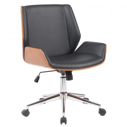 Καρέκλα Γραφείου ArteLibre ZAREK Μαύρο-Καφέ Ξύλο-PU-Αλουμίνιο 61x66.5x88.5-98m