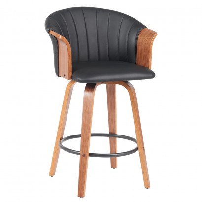 Σκαμπό Bar ArteLibre CASSIAN Μαύρο-Καφέ Ξύλο-PU 50x50x103cm