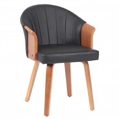 Καρέκλα Τραπεζαρίας ArteLibre CASSIAN Μαύρο-Καφέ Ξύλο-PU 55x58x78cm