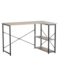 Γραφείο ArteLibre KELSTON Με Ράφια Δρυς-Μαύρο Μοριοσανίδα-Μέταλλο 120x73x75cm