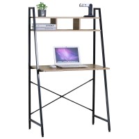 Γραφείο ArteLibre LYNDALE Με Ράφια Δρυς-Μαύρο Μοριοσανίδα-Μέταλλο 84x46x142cm