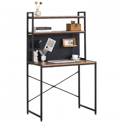 Γραφείο ArteLibre OSWELL Με Ράφια Μαύρο-Δρυς Μέταλλο-Μοριοσανίδα 84x50x148.5cm