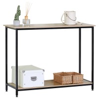 Κονσόλα ArteLibre QUENLEY Δρυς-Μαύρο Μοριοσανίδα-Μέταλλο 106x35x81cm