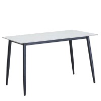 Τραπέζι Τραπεζαρίας ArteLibre VENSHIRE Λευκό Μάρμαρο-Μαύρο Κεραμικό-Μέταλλο 121x72x73cm