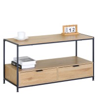 Τραπεζάκι Σαλονιού ArteLibre WEXLEY Δρυς-Μαύρο Μοριοσανίδα-Μέταλλο 100x40x50cm