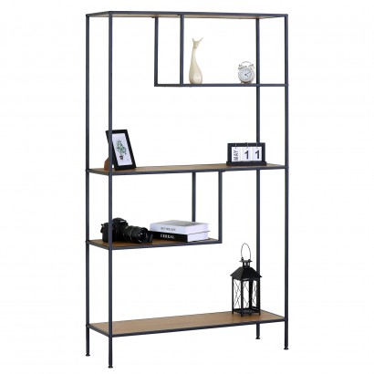 Βιβλιοθήκη ArteLibre YARWOOD Δρυς-Μαύρο Μοριοσανίδα-Μέταλλο 100x33x178cm