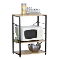 Ραφιέρα Κουζίνας ArteLibre FAIRWYN Δρυς-Μαύρο Μοριοσανίδα-Μέταλλο 60x40x82cm