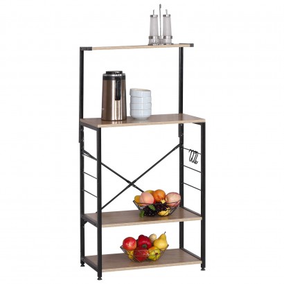 Ραφιέρα Κουζίνας ArteLibre GRANTHAM Δρυς-Μαύρο Μοριοσανίδα-Μέταλλο 60x40x123cm