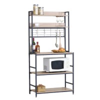 Ραφιέρα Κουζίνας ArteLibre INVERMERE Δρυς-Μαύρο Μοριοσανίδα-Μέταλλο 80x40x170cm