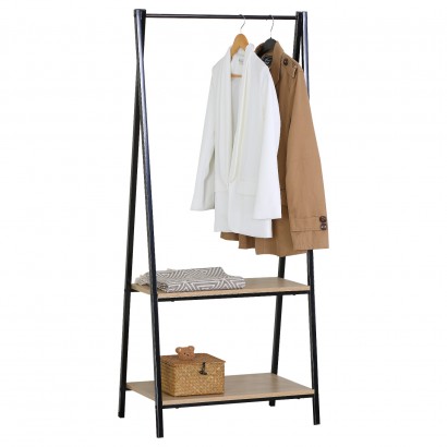 Έπιπλο Εισόδου ArteLibre MILFORD Δρυς-Μαύρο Μοριοσανίδα-Μέταλλο 64x40x150cm