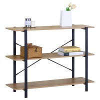 Βιβλιοθήκη ArteLibre RAVENSBY Φυσικό-Μαύρο Μοριοσανίδα-Μέταλλο 106x35x80cm