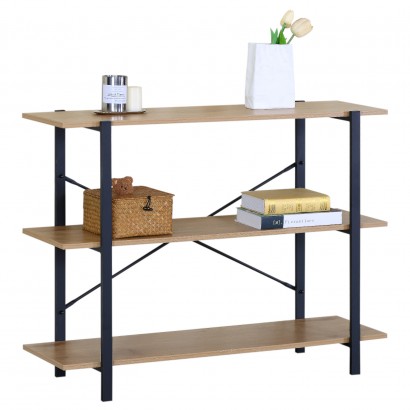 Βιβλιοθήκη ArteLibre RAVENSBY Φυσικό-Μαύρο Μοριοσανίδα-Μέταλλο 106x35x80cm