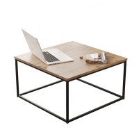 Τραπεζάκι Σαλονιού ArteLibre DUMFRIES Πεύκο-Ανθρακί Μοριοσανίδα-Μέταλλο 72x72x40cm