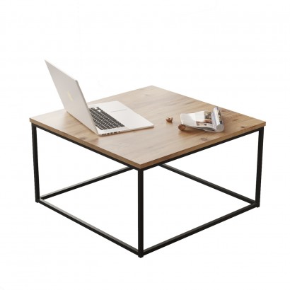 Τραπεζάκι Σαλονιού ArteLibre DUMFRIES Πεύκο-Ανθρακί Μοριοσανίδα-Μέταλλο 72x72x40cm