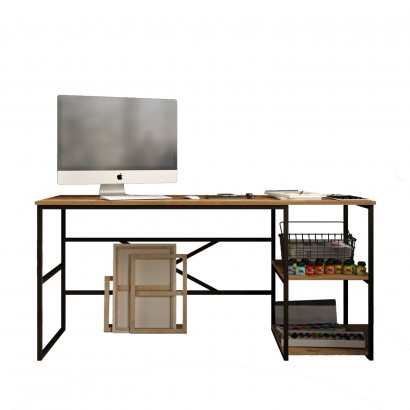 Γραφείο ArteLibre GALLOWAY Πεύκο-Μαύρο Μοριοσανίδα-Μέταλλο 160x60x75cm