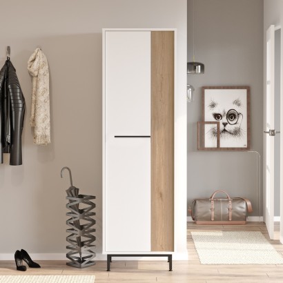 Παπουτσοθήκη ArteLibre INVERCLYDE Λευκό-Φυσικό Μοριοσανίδα-Μελαμίνη 57.2x35.5x173.6cm