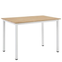 Τραπέζι Τραπεζαρίας ArteLibre VERDELL Sonoma-Λευκό Μέταλλο-Μοριοσανίδα 110x70x76cm