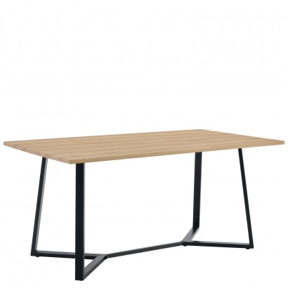 Τραπέζι Τραπεζαρίας ArteLibre DUNSMERE Sonoma-Μαύρο Μέταλλο-Μοριοσανίδα 160x90x75cm