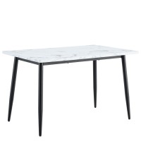 Τραπέζι Τραπεζαρίας ArteLibre IRWELL Λευκό Μάρμαρο-Μαύρο Μέταλλο-Μοριοσανίδα 120x80x75cm