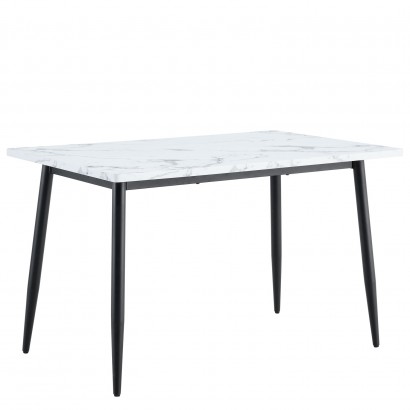 Τραπέζι Τραπεζαρίας ArteLibre IRWELL Λευκό Μάρμαρο-Μαύρο Μέταλλο-Μοριοσανίδα 120x80x75cm