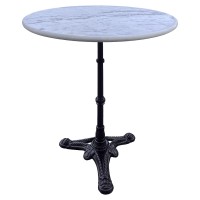 Τραπέζι Κήπου ArteLibre LAPIDERA Λευκό-Μαύρο Μάρμαρο-Μέταλλο Φ60x71cm