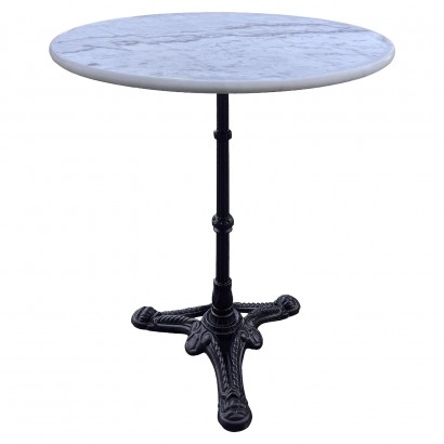 Τραπέζι Κήπου ArteLibre LAPIDERA Λευκό-Μαύρο Μάρμαρο-Μέταλλο Φ60x71cm
