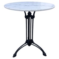 Τραπέζι Κήπου ArteLibre FERRALIS Λευκό-Μαύρο Μάρμαρο-Μέταλλο Φ60x71cm