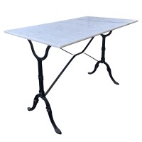 Τραπέζι Κήπου ArteLibre CONNEXUS Λευκό-Μαύρο Μάρμαρο-Μέταλλο 100x60x71cm