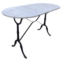 Τραπέζι Κήπου ArteLibre OVALIS Λευκό-Μαύρο Μάρμαρο-Μέταλλο 120x60x71cm