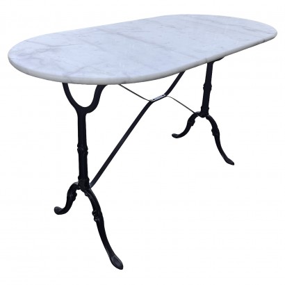 Τραπέζι Κήπου ArteLibre OVALIS Λευκό-Μαύρο Μάρμαρο-Μέταλλο 120x60x71cm
