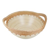 Μπολ ArteLibre Εκρού Μπαμπού-Rattan 34.5x30x15cm